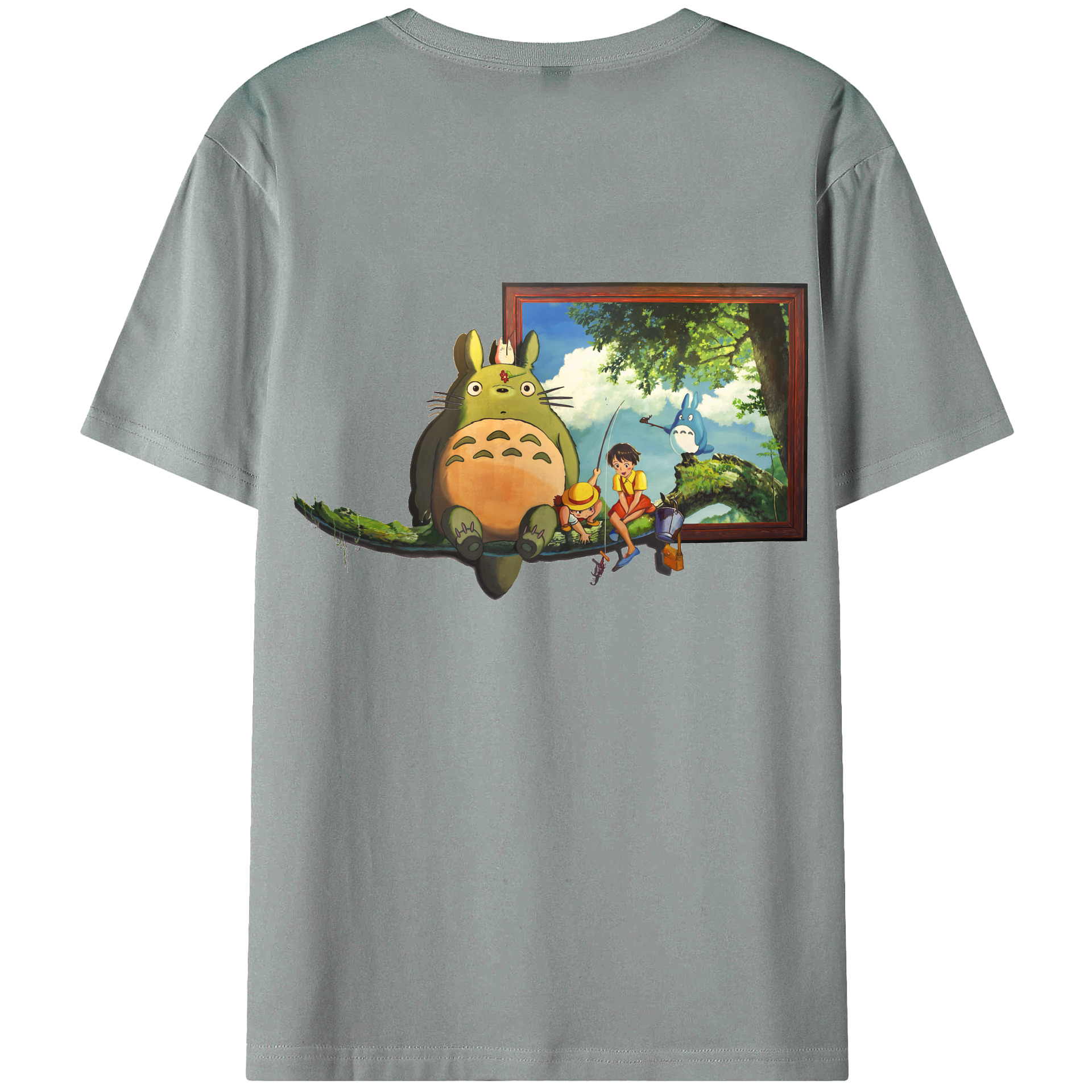 （画像用） となりのトトロ 草壁メイ 草壁サツキ My Neighbor Totoro Satsuki Kusakabe Mei Kusakabe 綿100％ メンズ半袖Tシャツ（バックプリント） 通気性